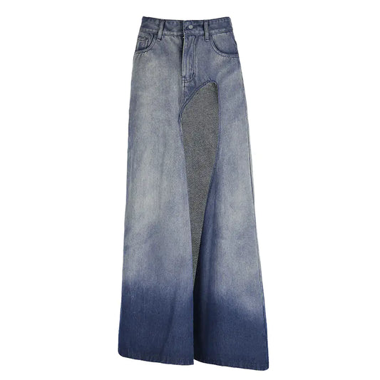 A Slit Denim Skirt